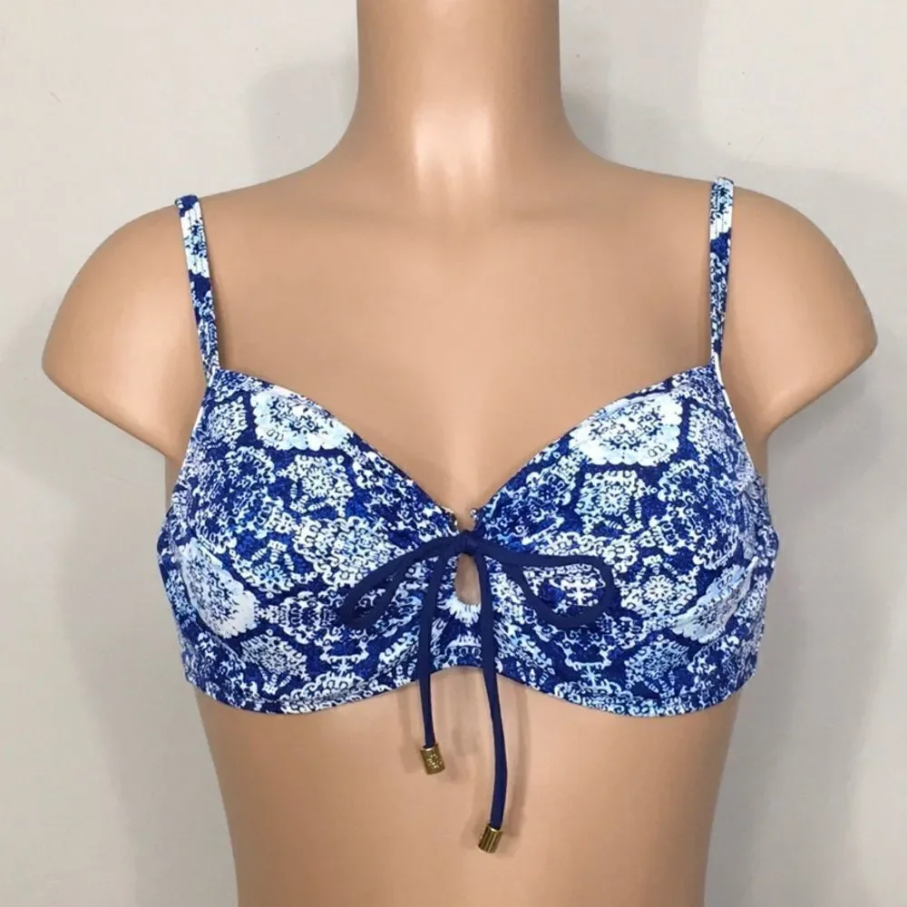 New. Lauren Ralph Lauren blue tile bikini top. New.